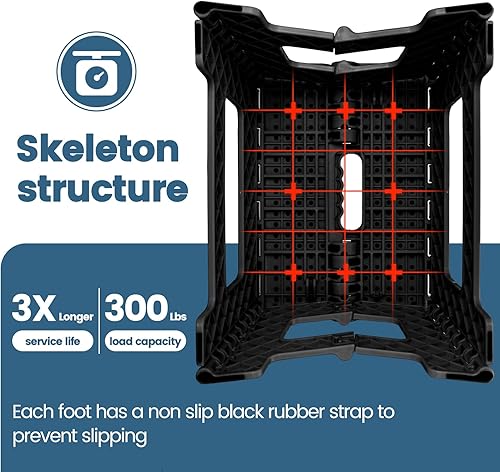 Miniatura 2 de ACSTEP Taburete plegable de 9 pulgadas, capacidad de 300 libras, taburete antideslizante con asa, taburetes plegables de plástico para niños,