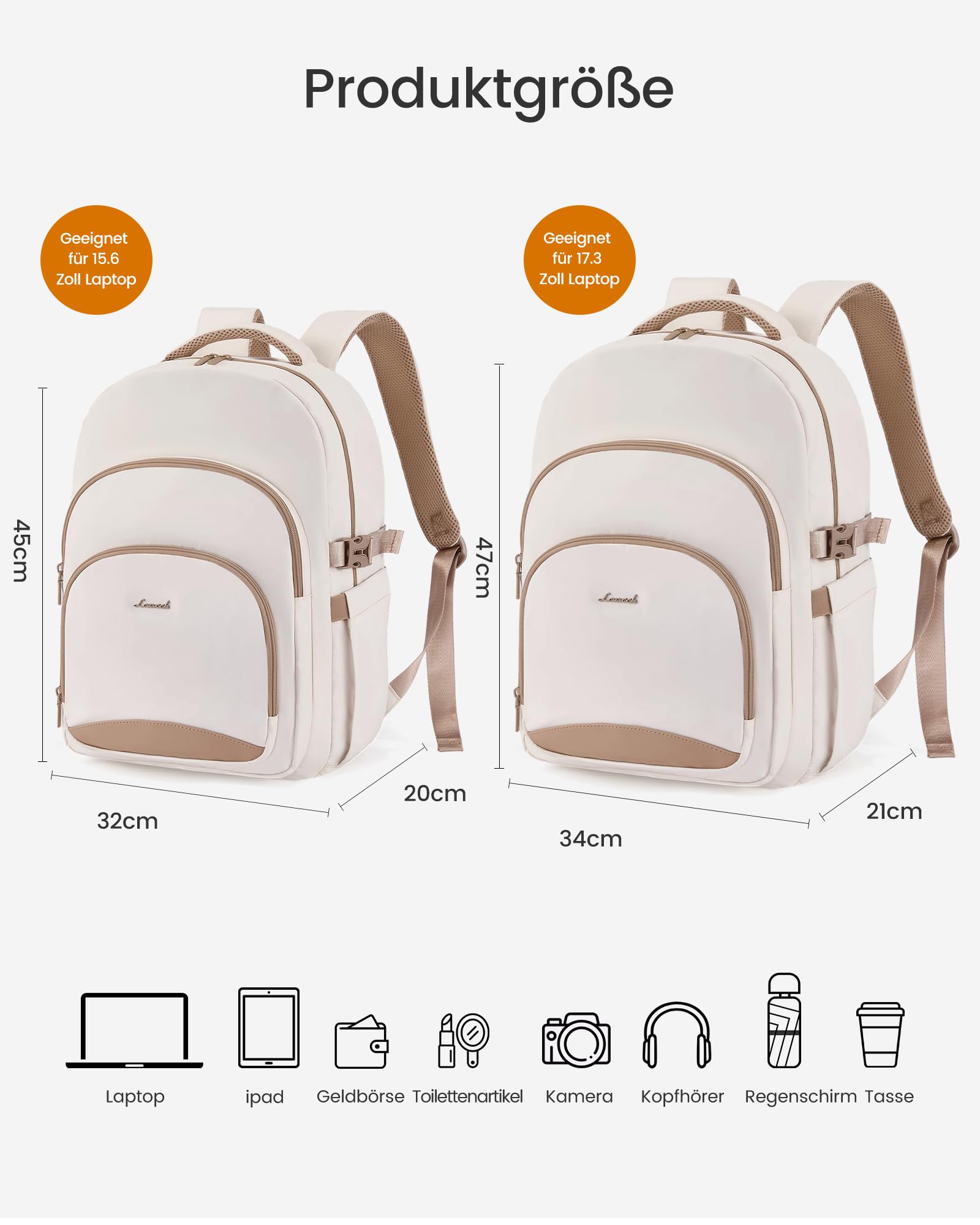 LOVEVOOK Rucksack Damen, Schulrucksack Teenager mit 17,3 Zoll Laptopfach