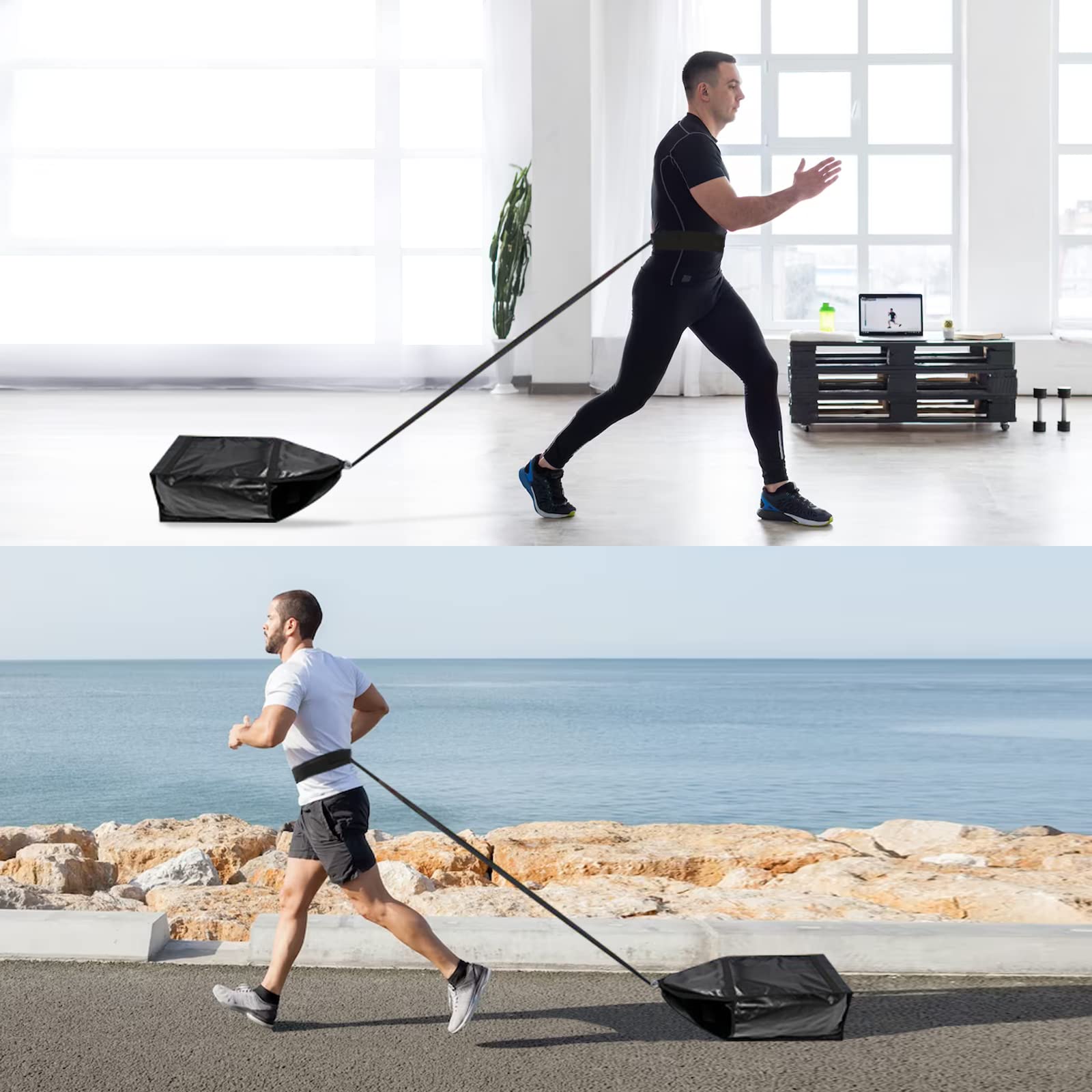 Allenatore per slittino di peso regolabile, per allenamento di velocità sprinter, in interni ed esterni, con 3 pesi