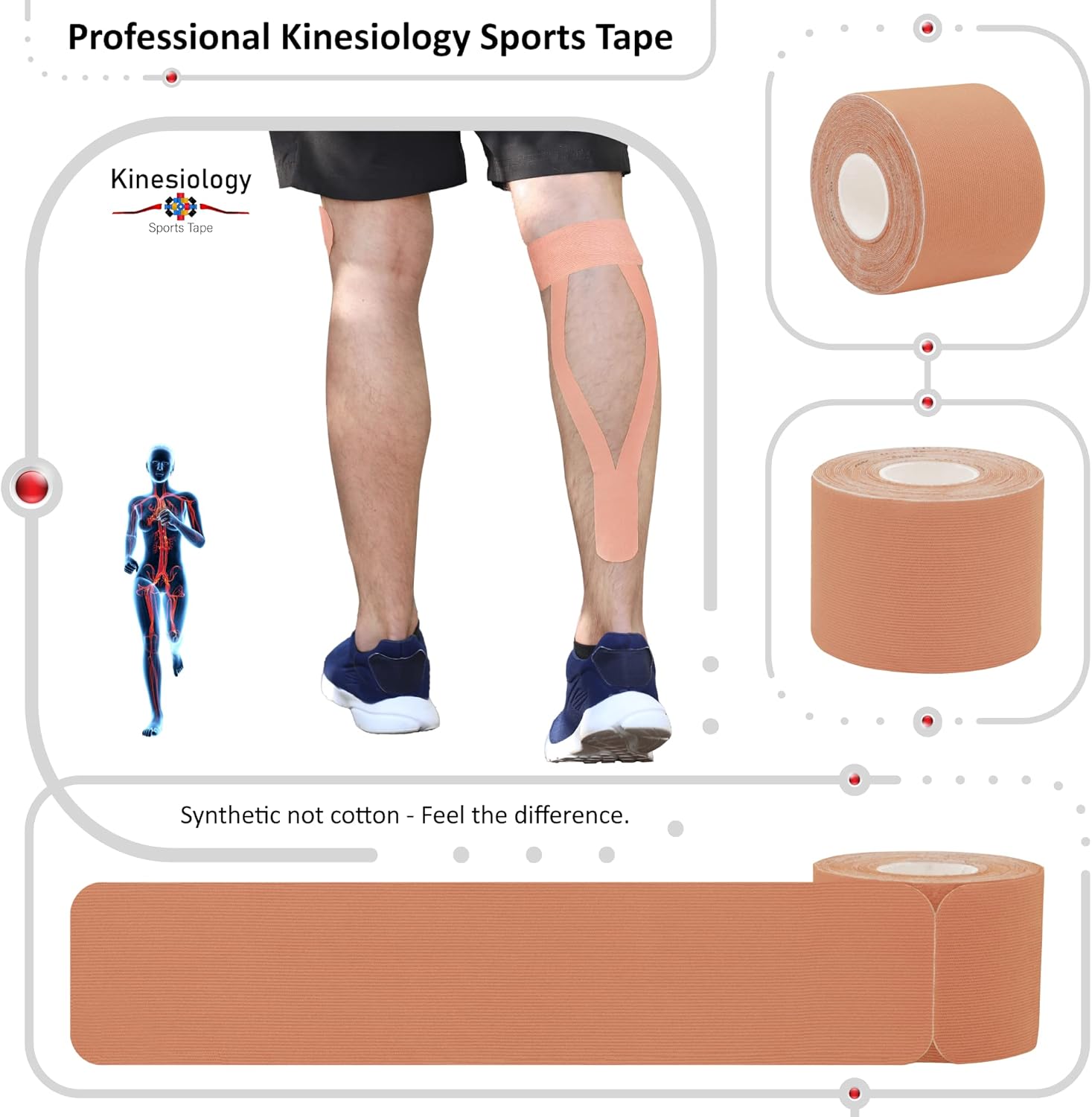 Kinesiology Tapes Pre Cut with Dispenser Synthetic Sports Muscle Tape