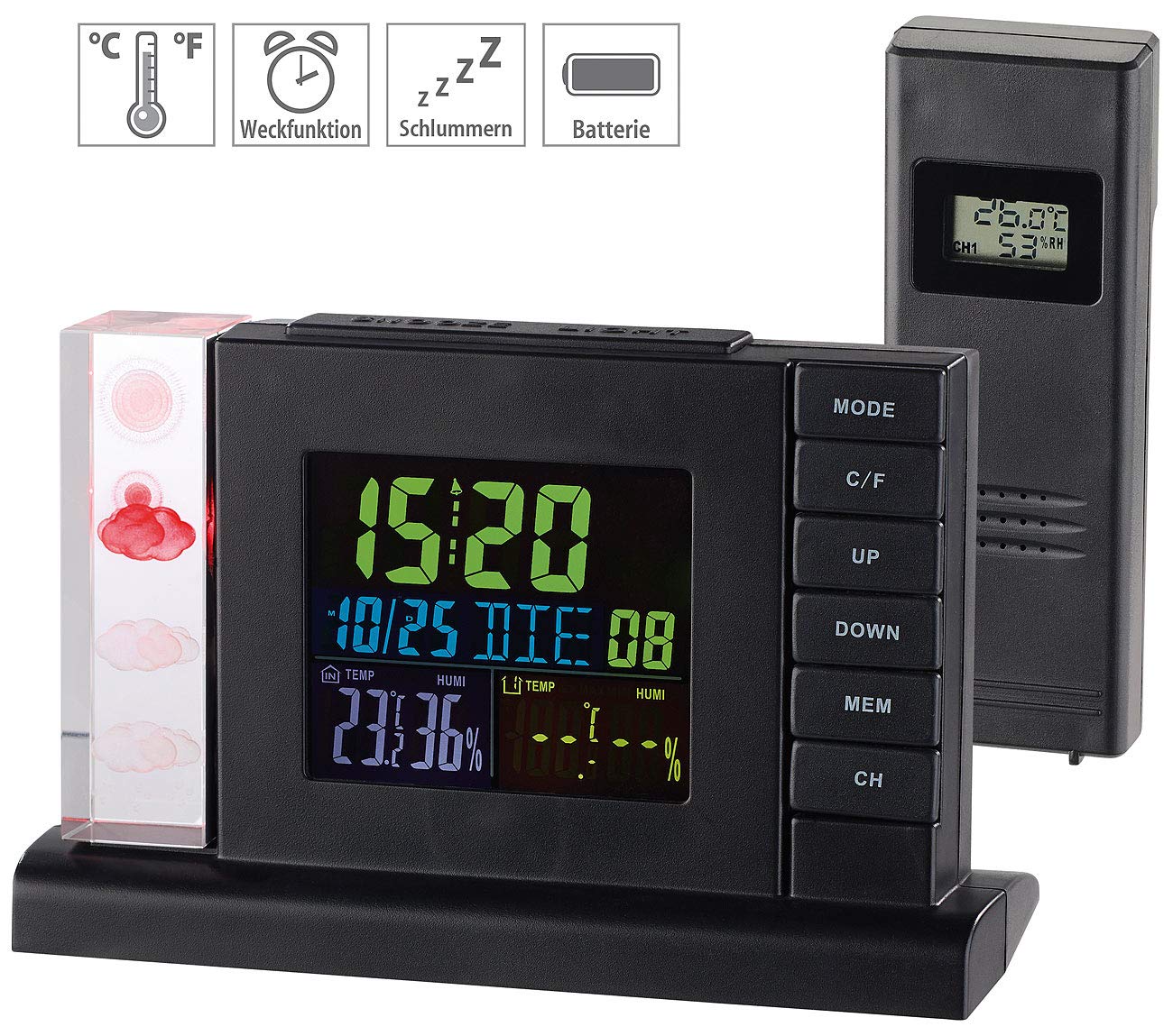 infactory Station météo sans Fil avec hologrammes 3D FWS-310
