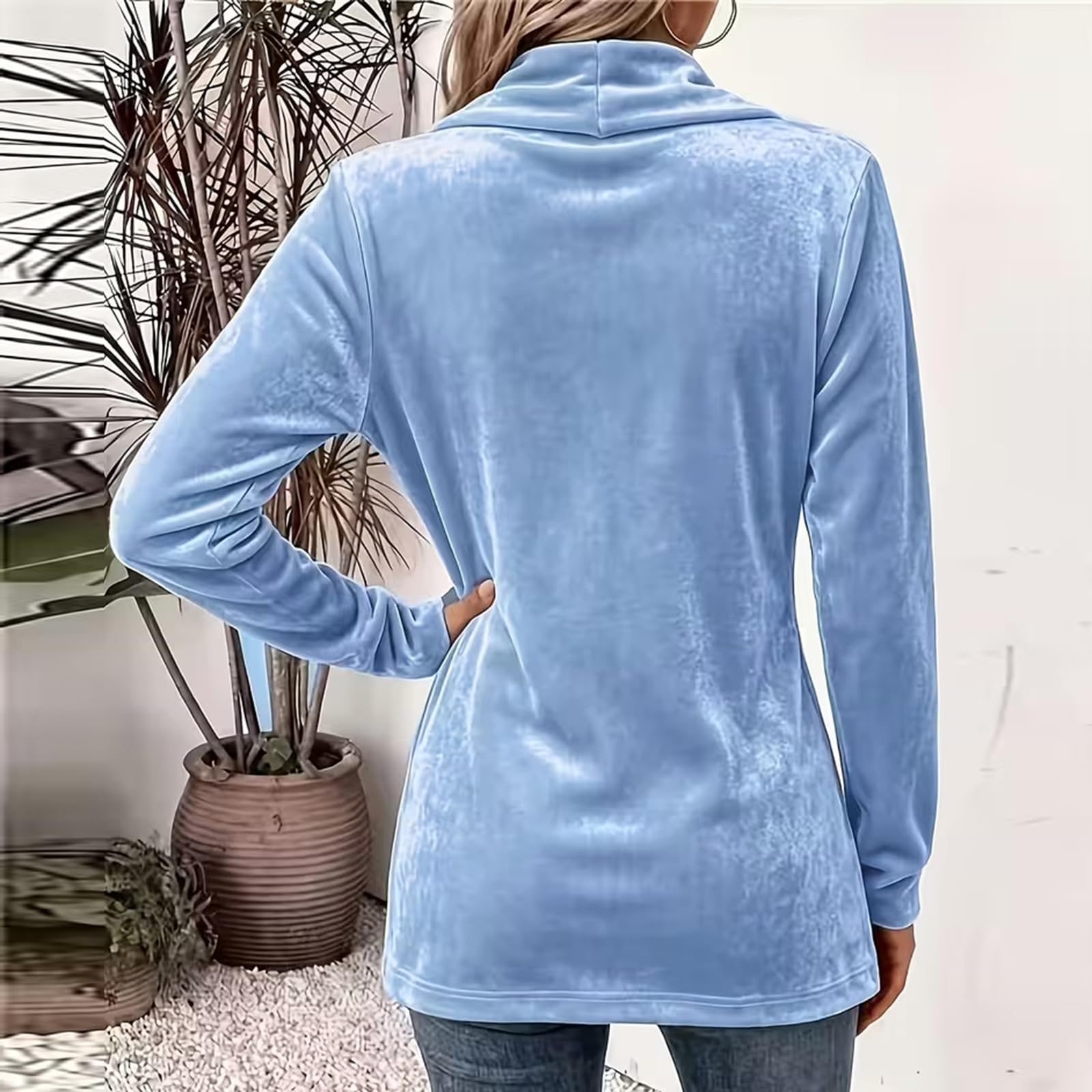 Mantel Damen Winter Elegant Samt Cardigan Mittellang Jacke Mit Knöpfen