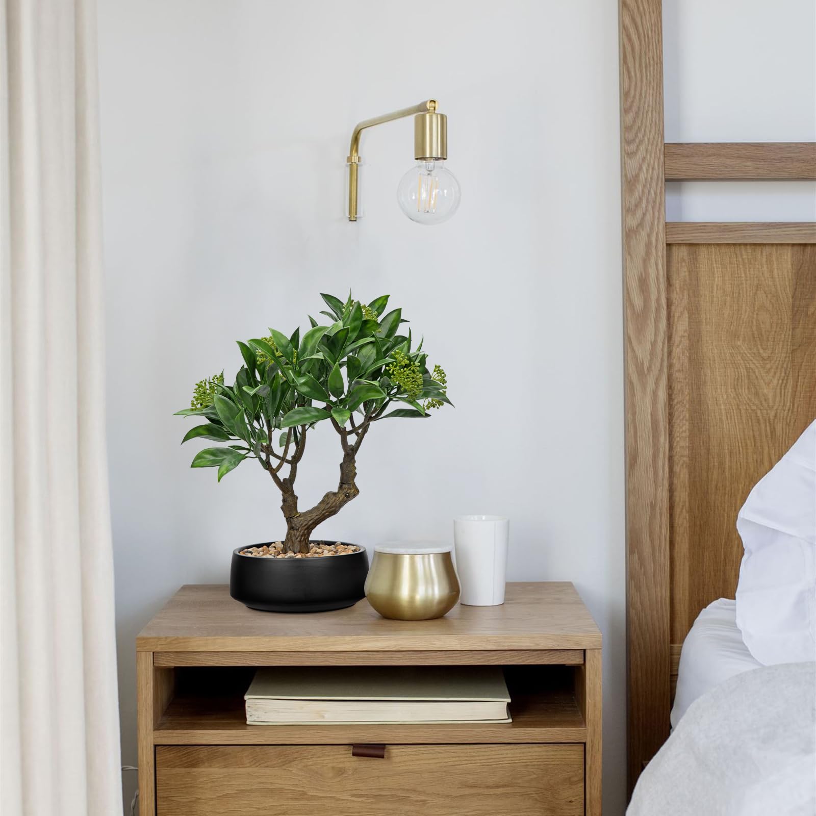 Pianta artificiale per bonsai in vaso di ceramica, albero di bonsai artificiale, decorazione in vaso per soggiorno, camera da letto, bagno, davanzale