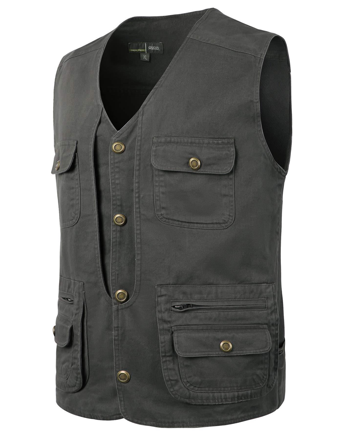 Chaleco de Pesca para Hombre Chaleco Deportivos de Caza Trabajo con Multibolsillos Chaleco Tipo Safari Chaqueta Sin Mangas de Fotografia con Botones de Presión
