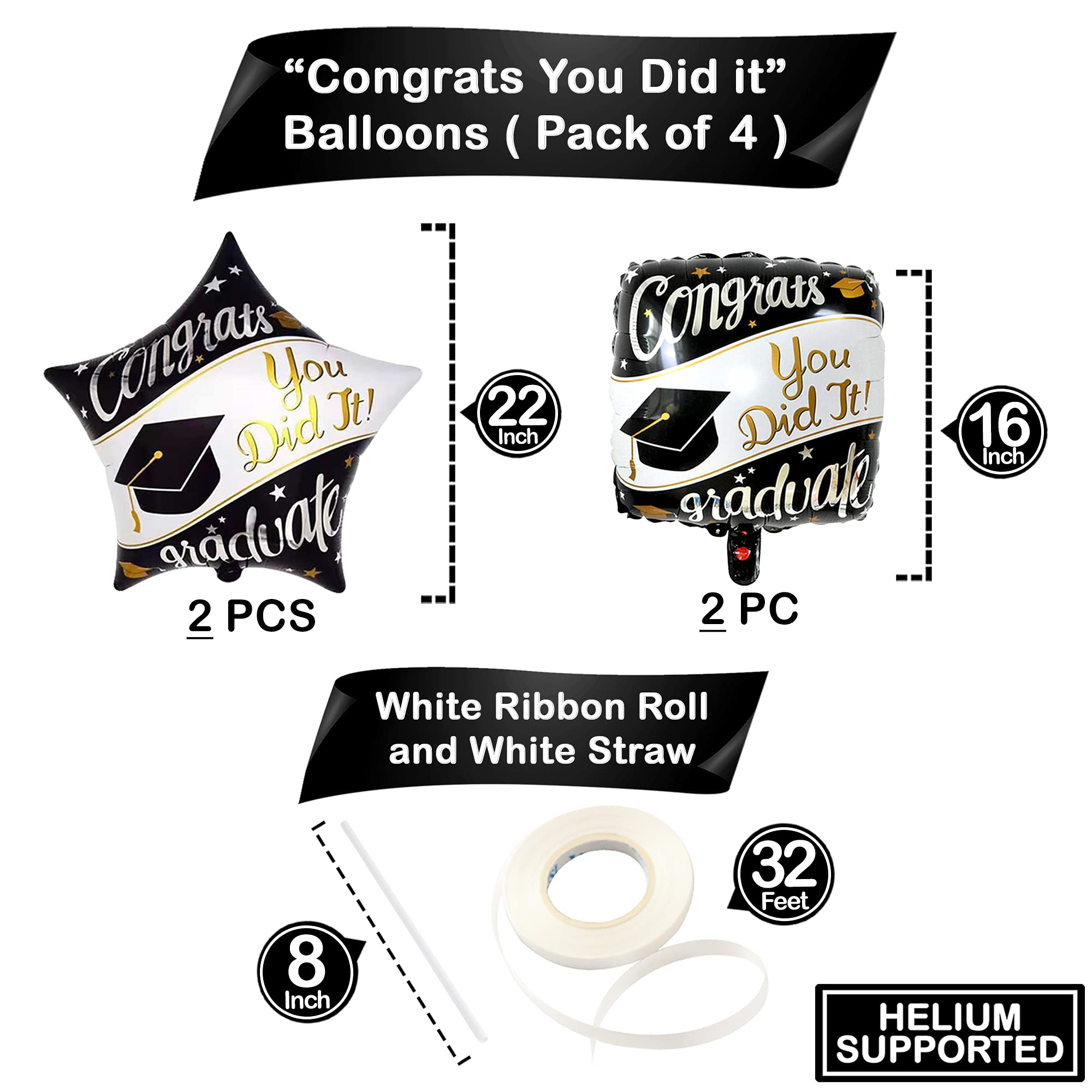 Photo 1 of 3 PACKS KatchOn, Jumping Graduation Balloons 2023 - Pack of 6, Large 40 Inch | Congrats Grad Balloons for Kindergarten Graduation Decorations | Graduation Mylar Balloons for Graduation Party Decorations 2023…