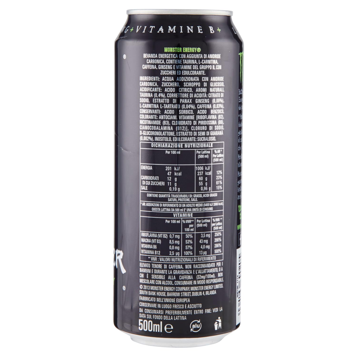 Italian Gourmet Energy bevanda energetica klassisch Dose 48 x 500ml | Con caffeina, lattine richiudibili, intensiver Geschmack und praktisch, Gesamtnettogewicht 24 L + Kostenlos Polpa 400g