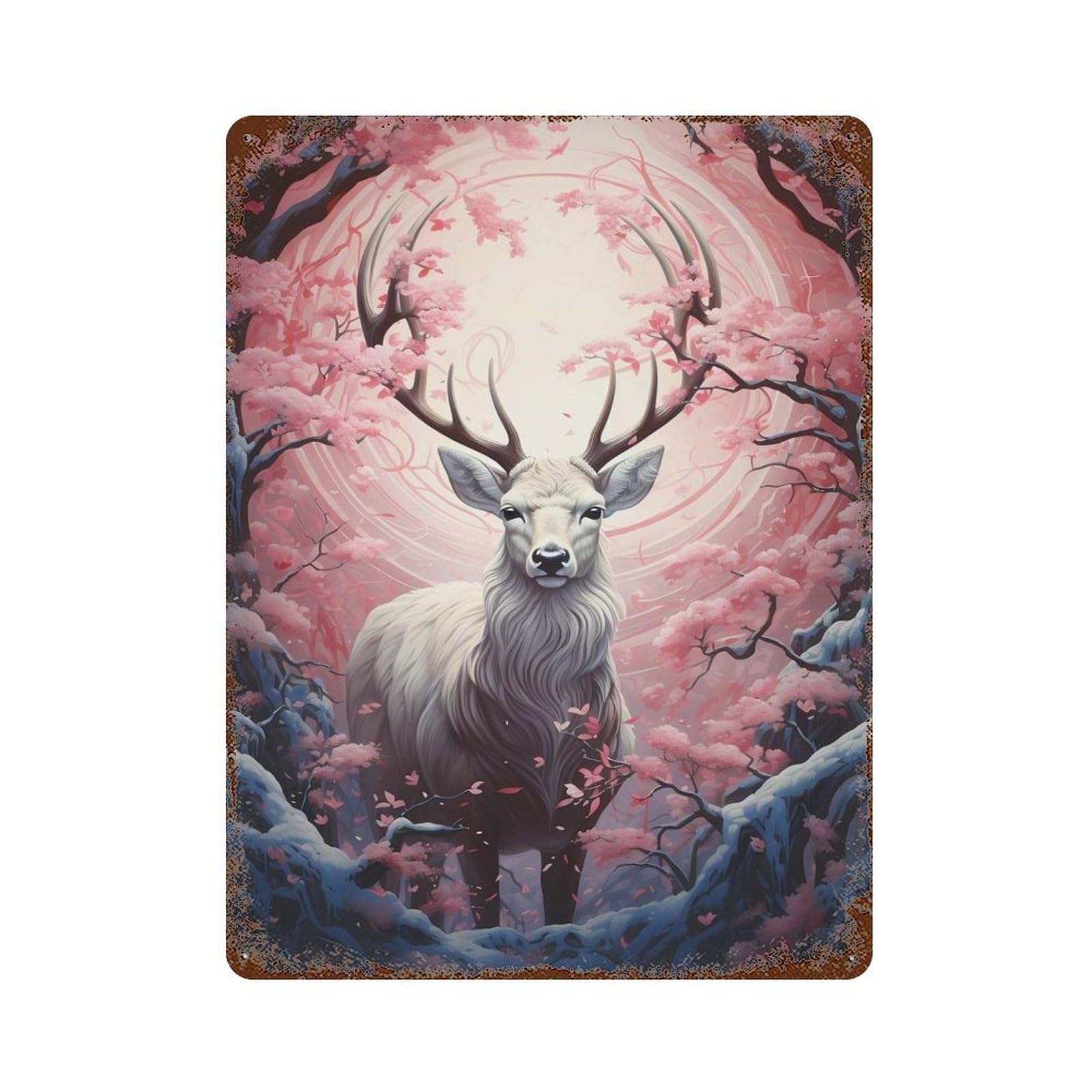 Deer Rust Effect Tin Sign 15.7"x11.8", for Bistro, Counter And Cafe Decor, Decorative Metal Wall Art