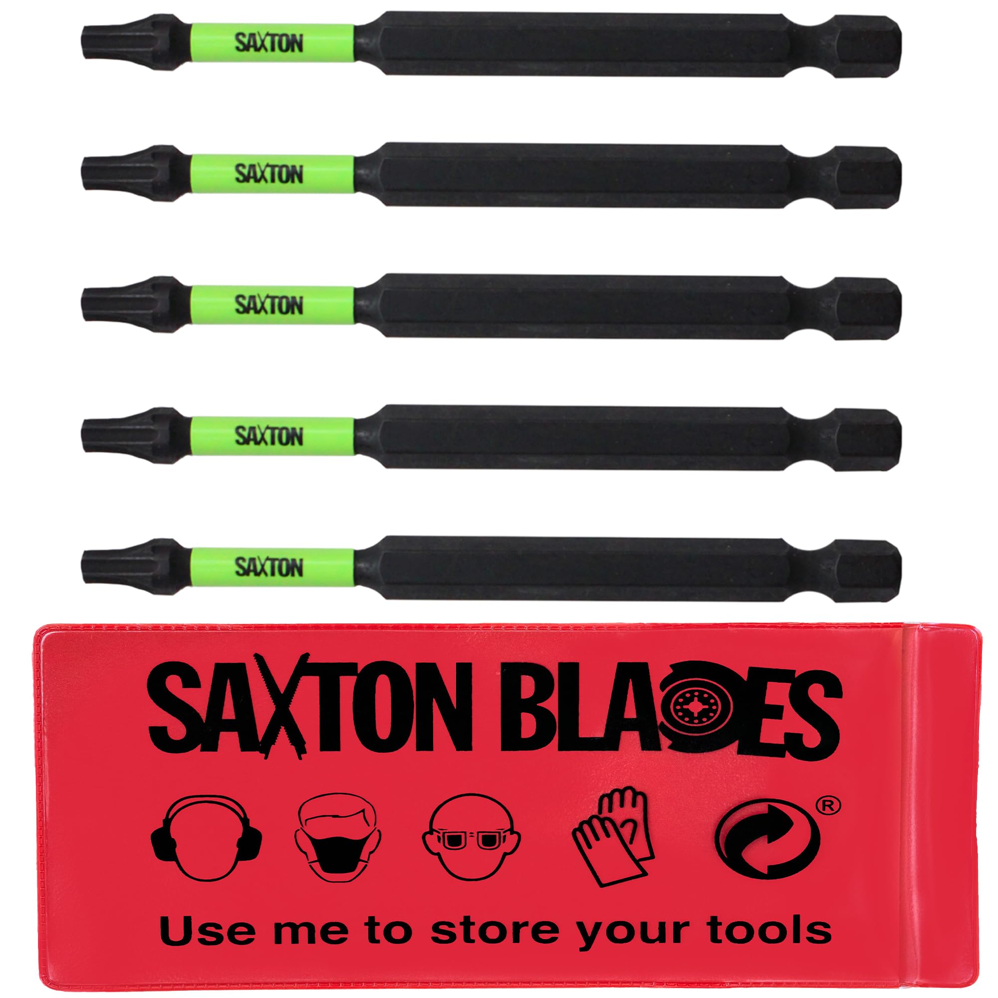5 x Saxton 89mm TX20 Magnetic Impact Screwdriver Driver Bits Set Torx Heavy Duty Compatible with Dewalt Milwaukee Bosch Makita etc