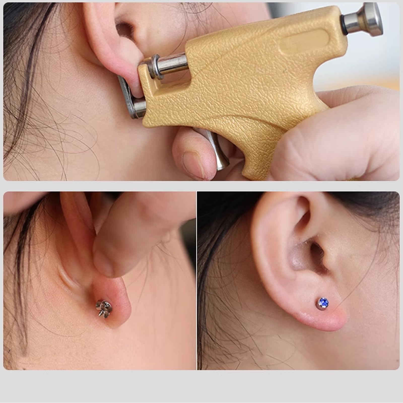 Kit per piercing all'orecchio, set di piercing per orecchio, piercing indolore per orecchio, strumenti per piercing all'orecchio, piercing sicuro per orecchio, piercing per adulti e bambini