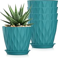 Vista 10 de Macetas SQKH de 4 pulgadas, juego de 6 macetas de interior, macetas con agujeros de drenaje y bandejas para orquídeas, violetas, suculentas, hierbas