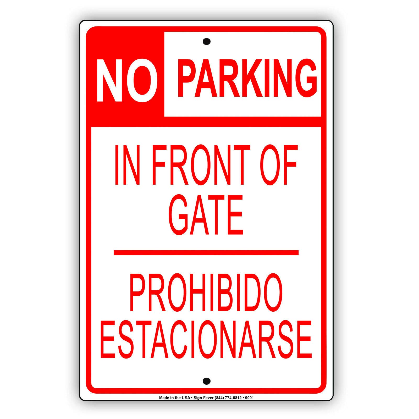 Biopracess No Parking In Front Of Gate Spanish English Metal Tin Sign 8x12 Inches