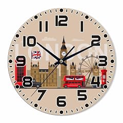 London Wall Clock Landmark City Bus Building Battery Powered Wall Clock Silent Non Ticking 10 Inch