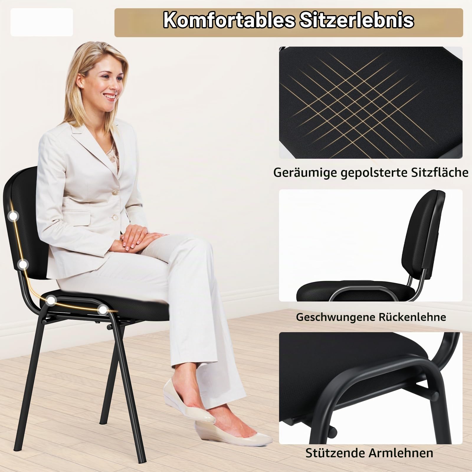 GIANTEX 5er Set Konferenzstühle stapelbar mit gepolsterter Sitzfläche