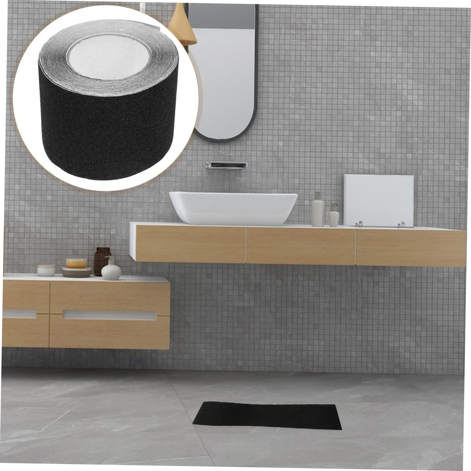 Nastro Antiscivolo Nero 1 Rotolo in Pvc, Striscia Adesiva