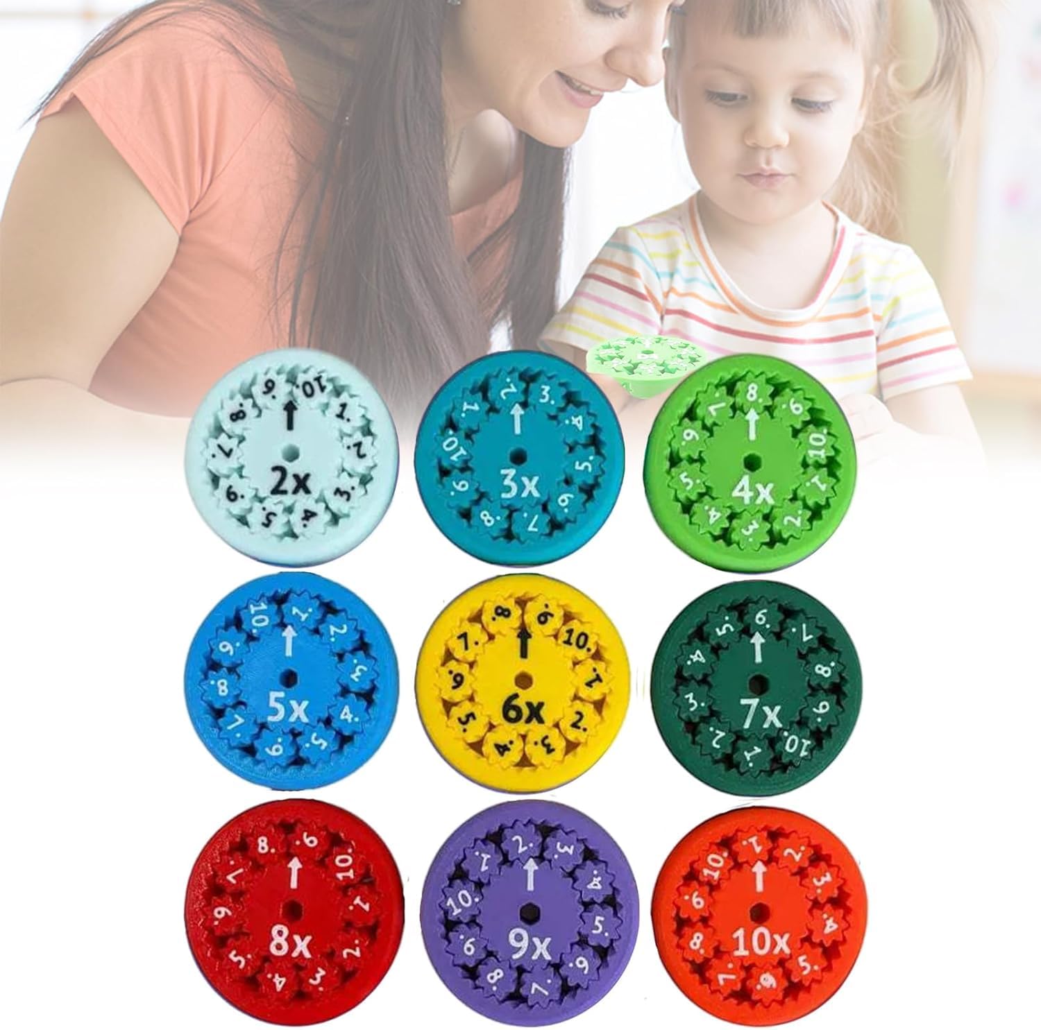 ORCHID M® Math Fidget Spinners, Math Fidget Spinners for Learning Addition, Subtraction, Division, and Multiplication, Math for Children's Counting Toys for Early Education (Multiply Or Divide 9pcs)