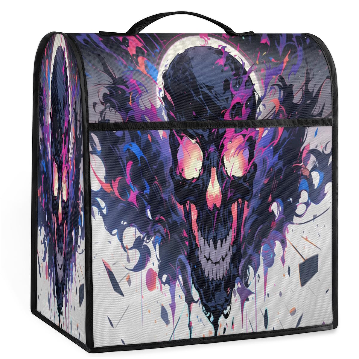 Coffee Maker Cover Skull Flame Kitchen Appliance Covers Small Appliance Covers Blender Cover Juicer Cover Dust Covers for Kitchen Appliances with Top Handle and Pockets,Washable,C652