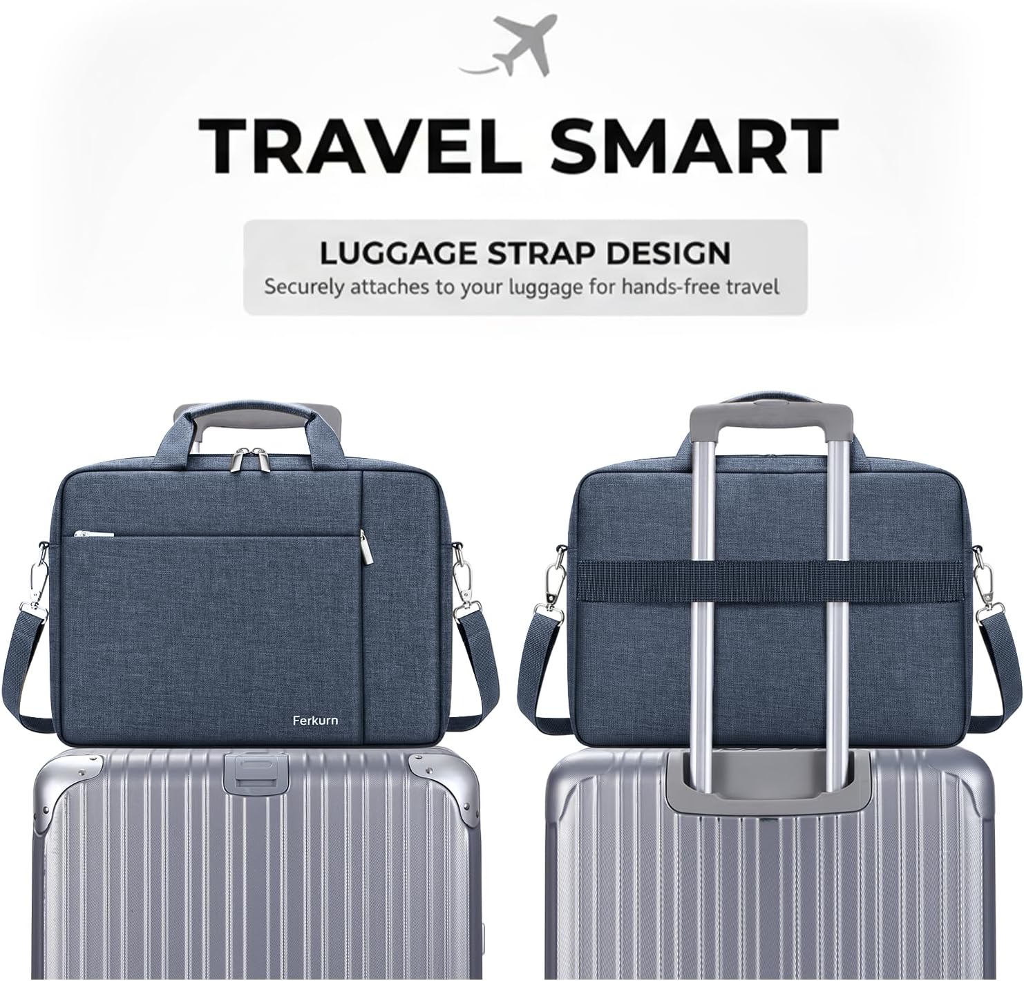 Ferkurn Laptop Case Sleeve 15.6 16 Inch Laptop Bag for Women Men Compatible with HP Envy Pavilion/Dell Inspiron XPS/Lenovo/Acer, Shoulder Strap Carrying Briefcase Computer Messenger Bag Case, Grey - Image 4