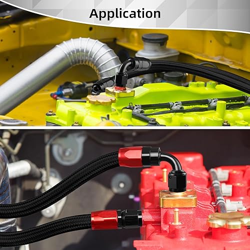 Miniatura 6 de 6AN - Kit de línea de combustible de 20 pies, AN6 nailon trenzado de acero inoxidable CPE Kit de accesorios de manguera con 26 adaptadores de