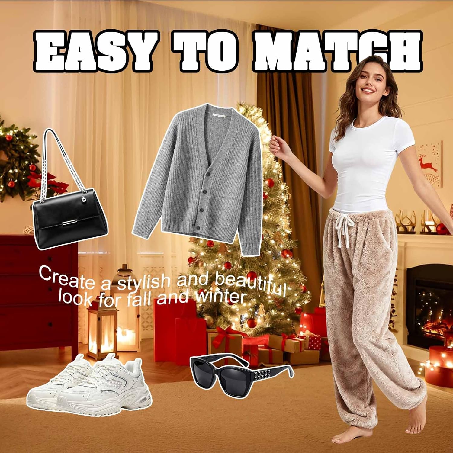 Halloween Fleece Pajama Pants Womens Flannel Fuzzy Cozy Pajamas Plush Lounge Pants Winter Warm Pj Bottoms