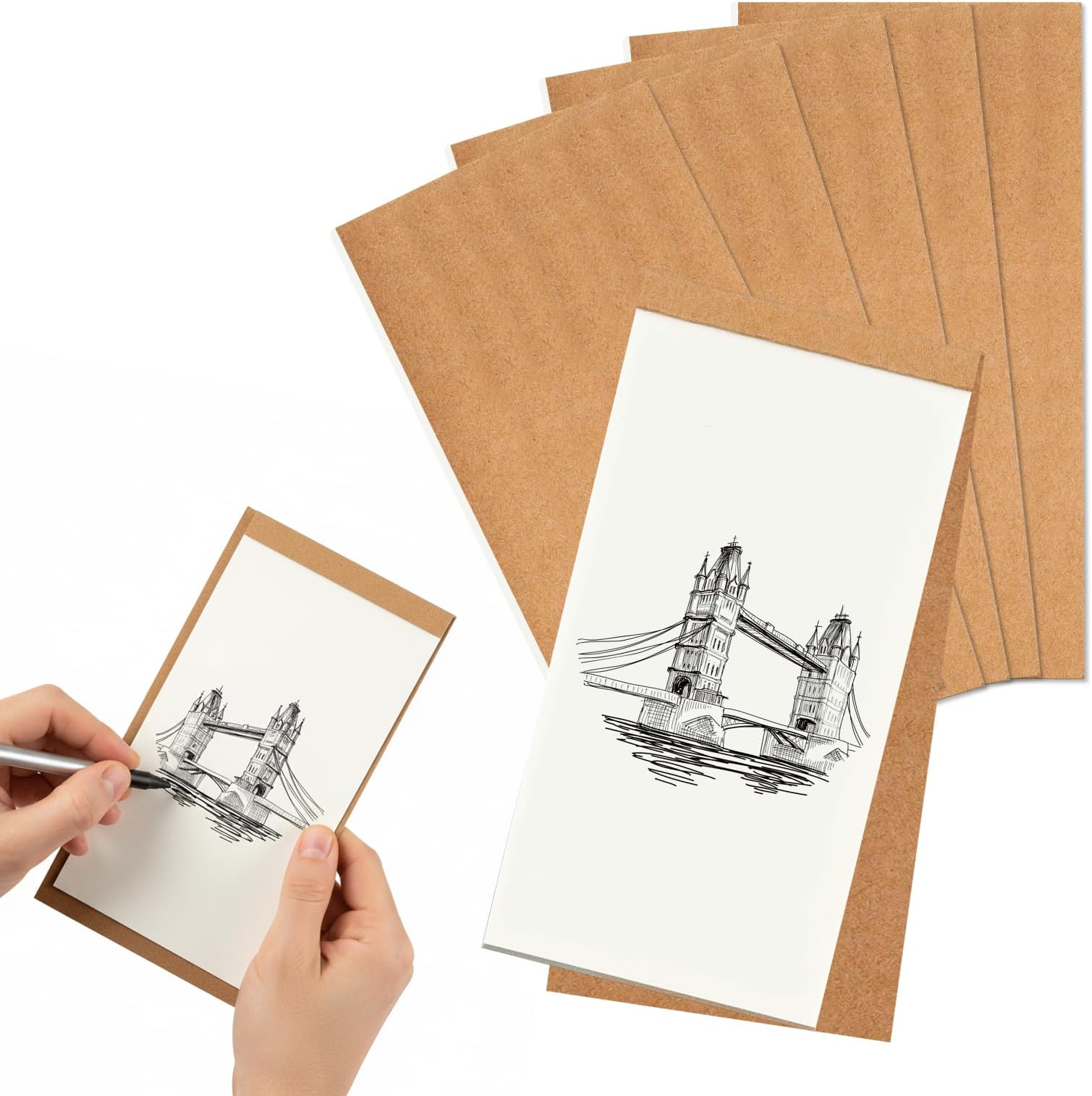 Blank Notepads, 6 Pack A7 Small Pocket Notebook Refills Kraft Cover Sketchbook Mini Flipbooks Sketchpad Drawing Memo Pads Multipack for Taking Notes and Reminders Organization Planning Sheets