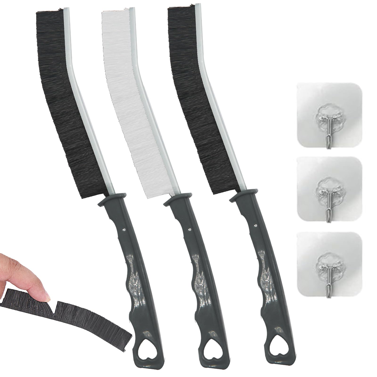 6 Pcs Crevice Cleaning Brushes With Hooks - Hard Bristle Gap Brush For Bathroom, Kitchen, Tile Grout