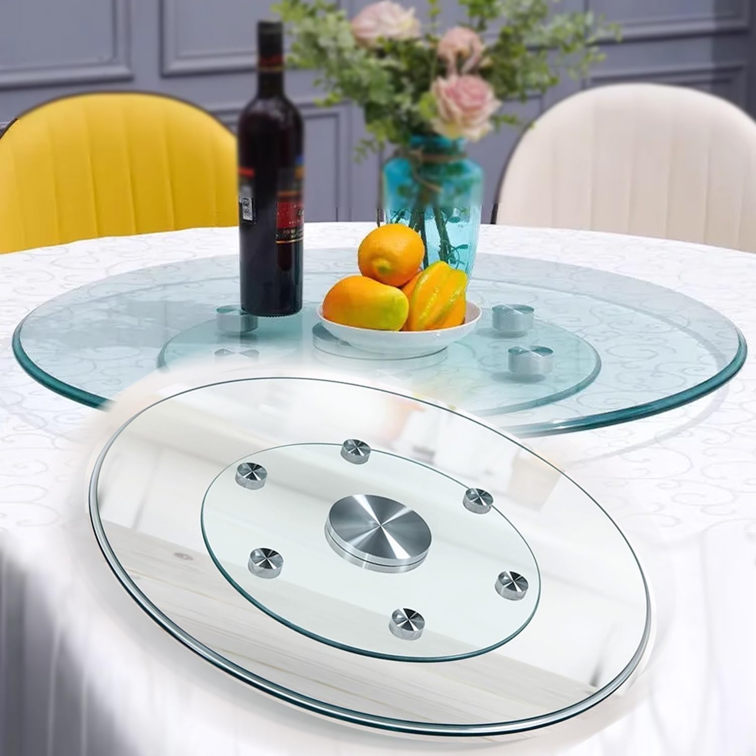 Amazon｜NURCIX 強化ガラスターンテーブル Lazy Susan 70cm 丸型透明