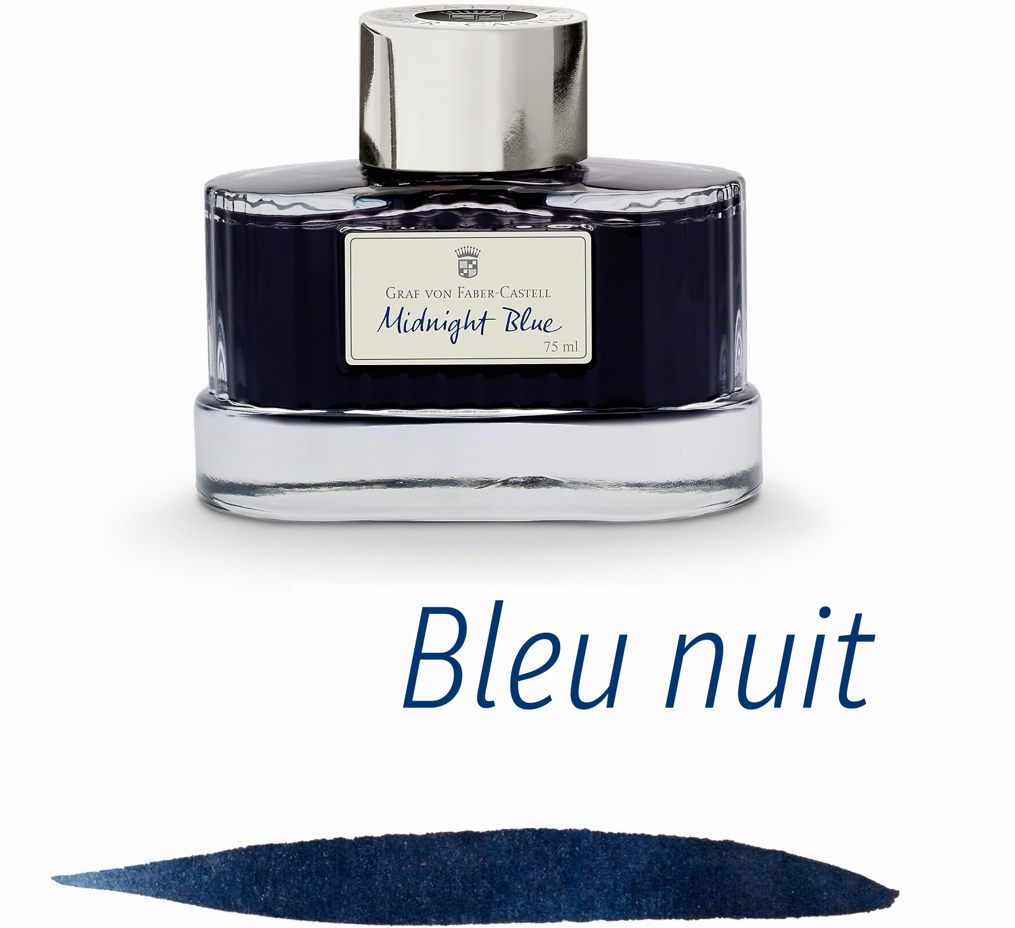 Graf von Faber-Castell - Encrier bleu nuit, 75 ml | Encre pour stylo-plume indélébile, aux couleurs d'une intensité éclatante, présentée dans un élégant encrier