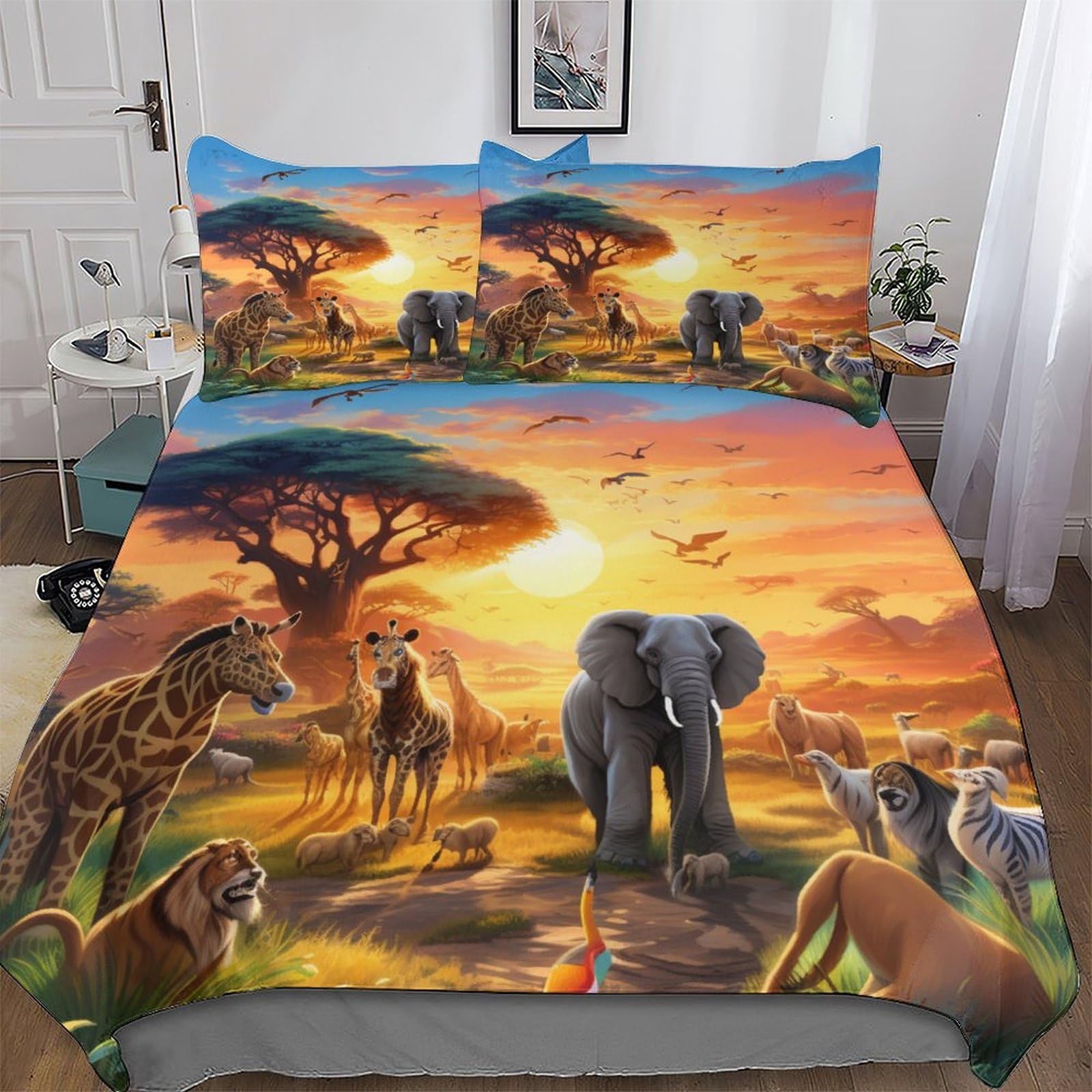 Housse de couette animaux de la savane pour transformer la chambre des enfants et des adultes