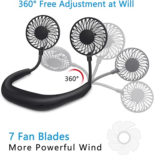 Miniatura 9 de SZ-JIAHAIYU Ventilador de cuello portátil, portátil, USB, manos libres, mini deportes, refrigeración de mano, pequeños ventiladores alrededor de tu