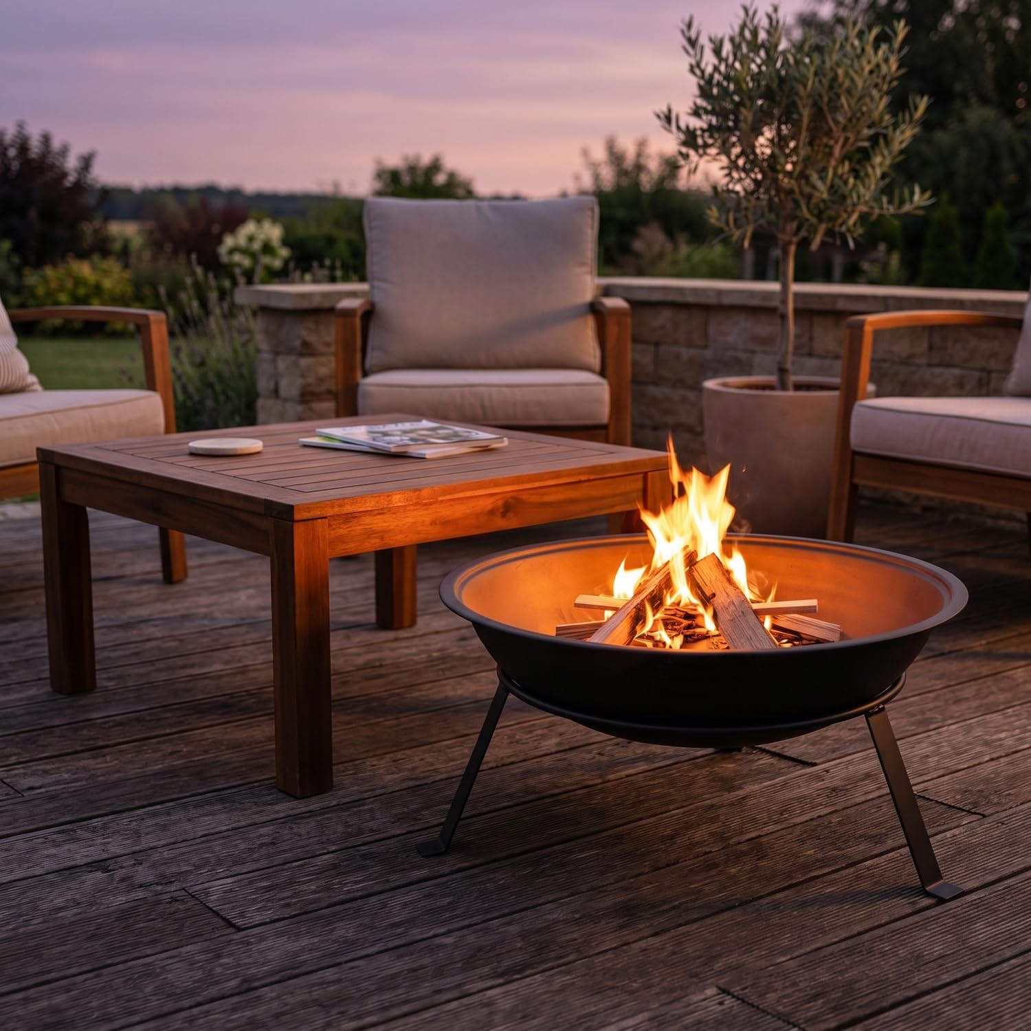 Adler Europe AD 6818 Braciere da giardino da 55 cm con griglia, braciere in acciaio per esterni per legna e bricchette di legno