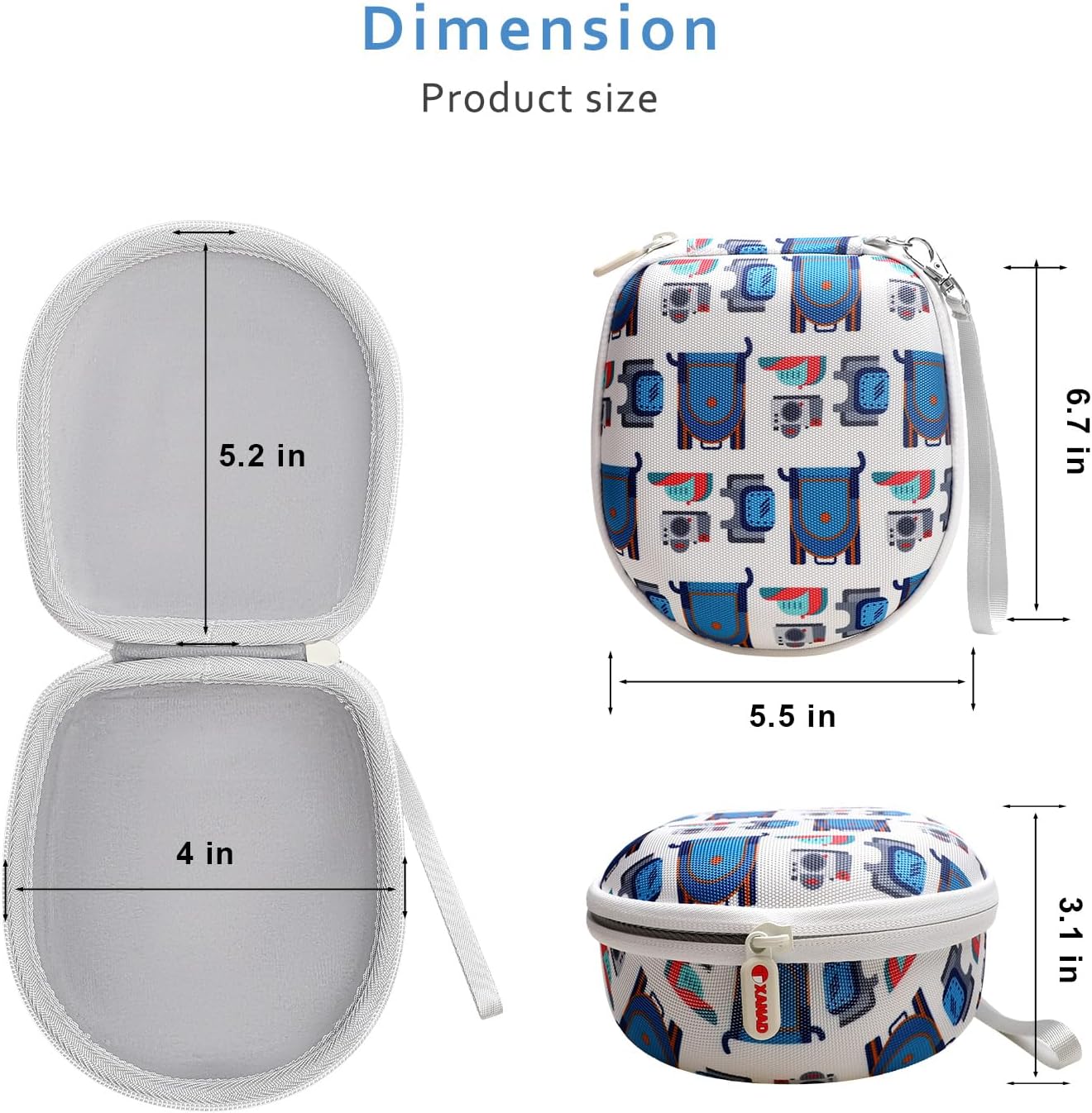 Kids Headphones Case Compatible with Elecder i37 / Noot K11 / iClever BTH12 / HS19 / BTH26 / JoySpark-T5 / Candy Bila BH03 / EarFun/IMYB/MIDOLA MD-B01 Foldable Kid Headphone (Case Only) - Image 3