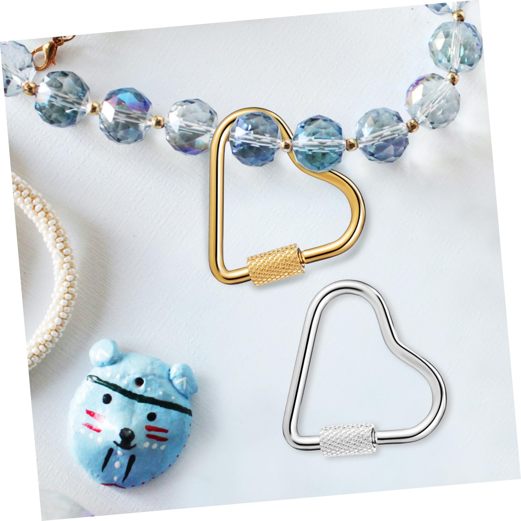 VILLCASE 12 Pz Collana Accessori Portachiavi In ​​Acciaio Inox Moschettone Clip Per Appendere Pesanti Cuore Moschettone Clip In e e Con Serratura