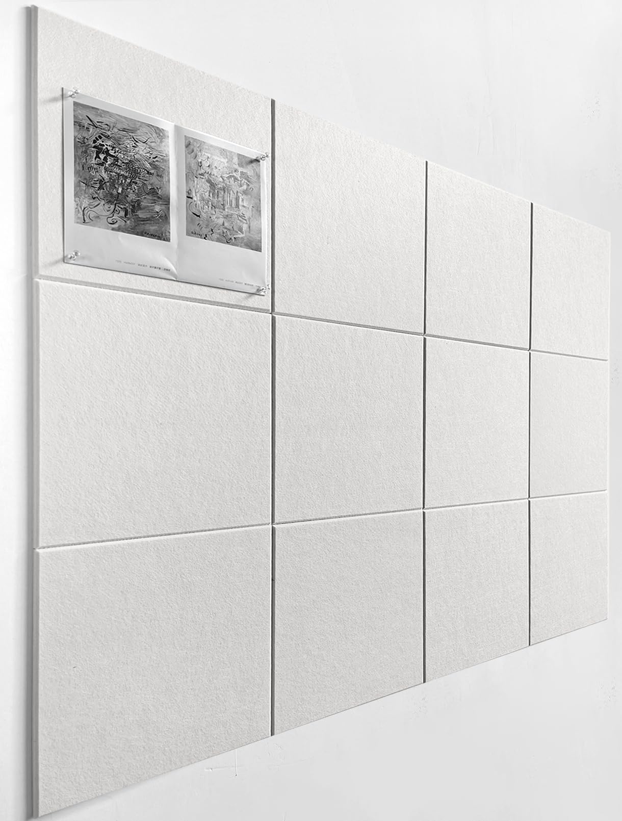 DECORETTA Cork Board Alternative - Felt Wall Tiles with Safe Removable Adhesive Tabs, Cork Boards for Walls Notice Board for Home Office and Classroom Pin Board Tack Board -Warm White — image 1
