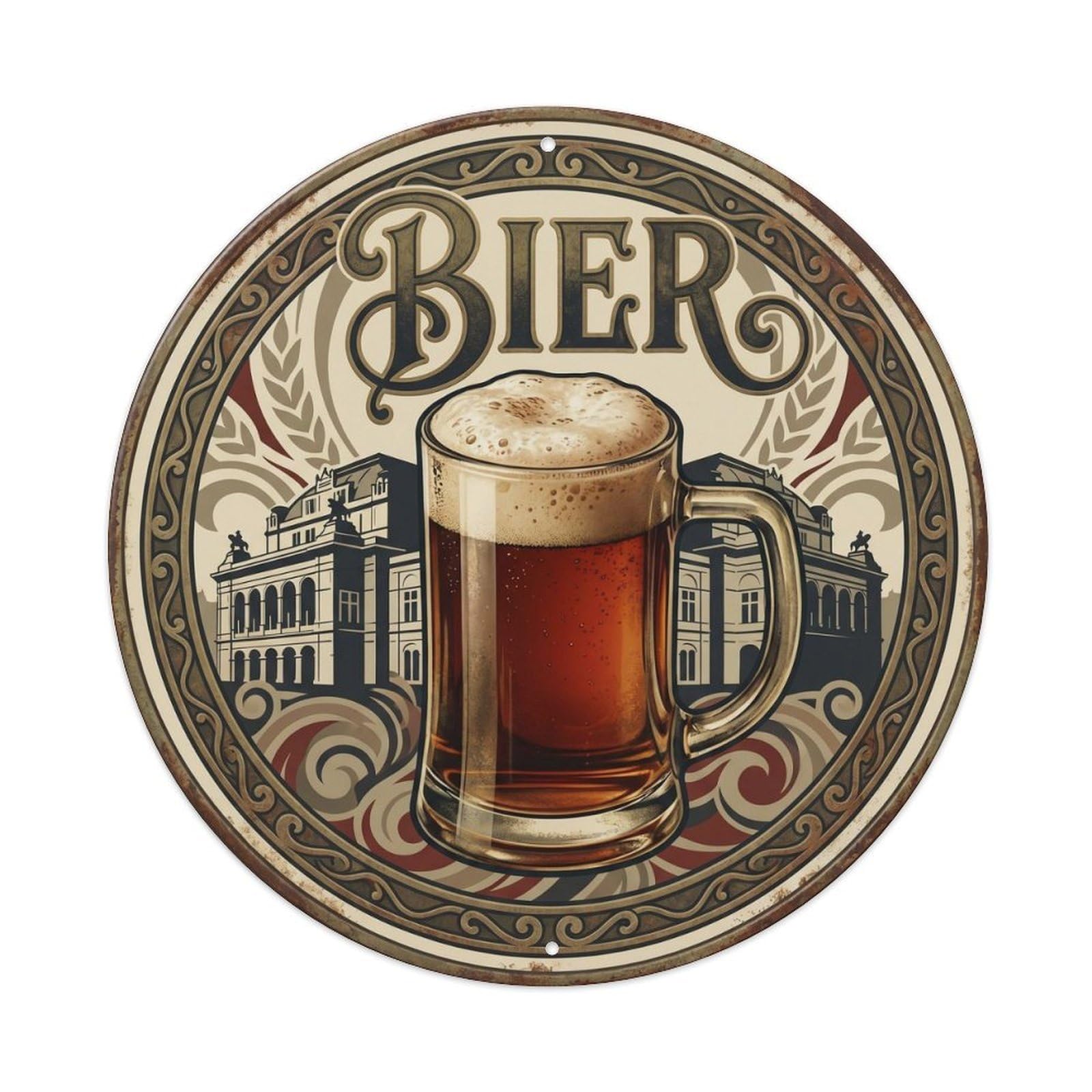 Brewery Beer Culture Austrian Travel Foam Mug Nostalgic Metal Tin Sign