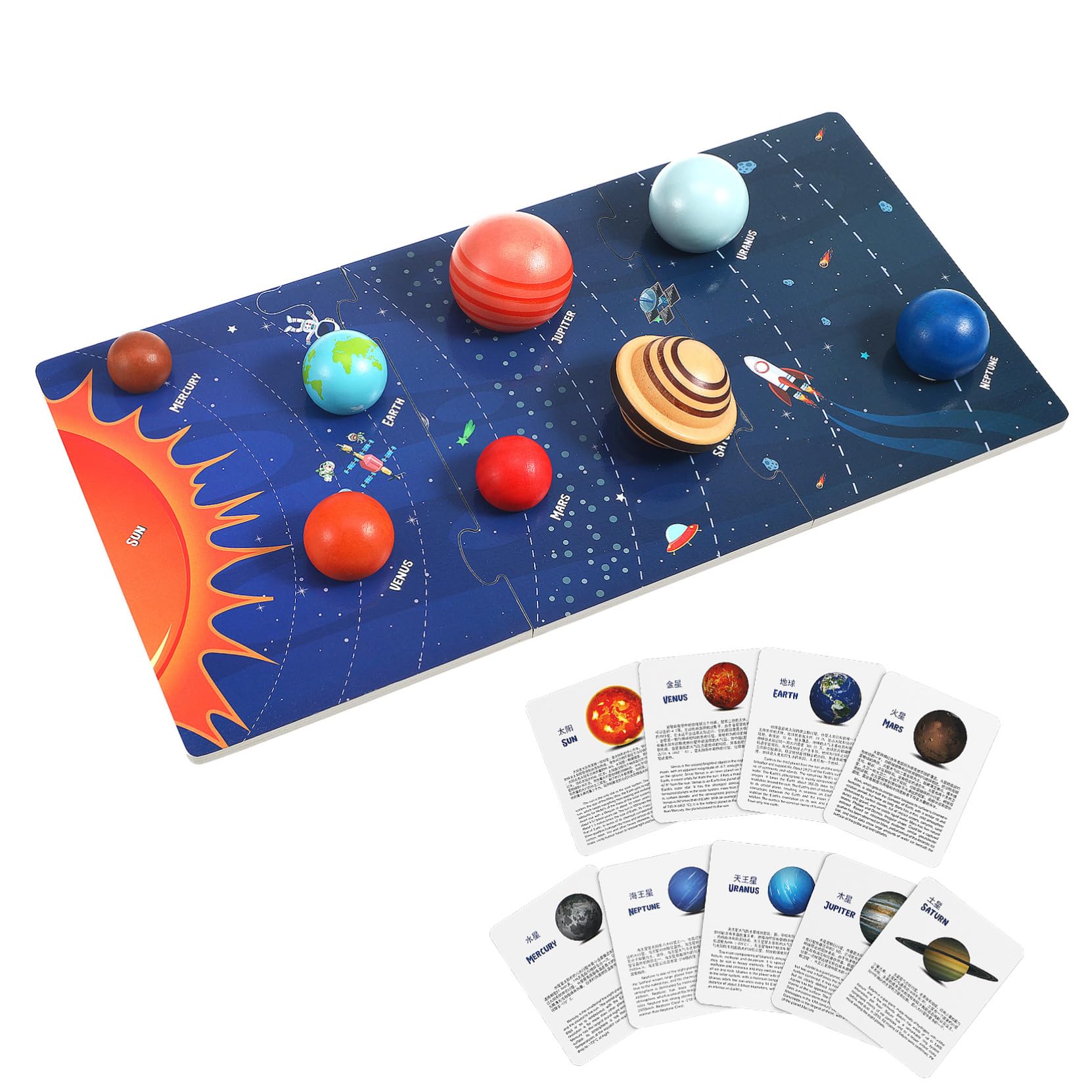 Abaodam Rompecabezas Superficie Lisa para Niños del Sistema Solar de Madera Modelo Educativo y Diseño Elaborado de Planetas Adecuado para Aprendizaje Espacial