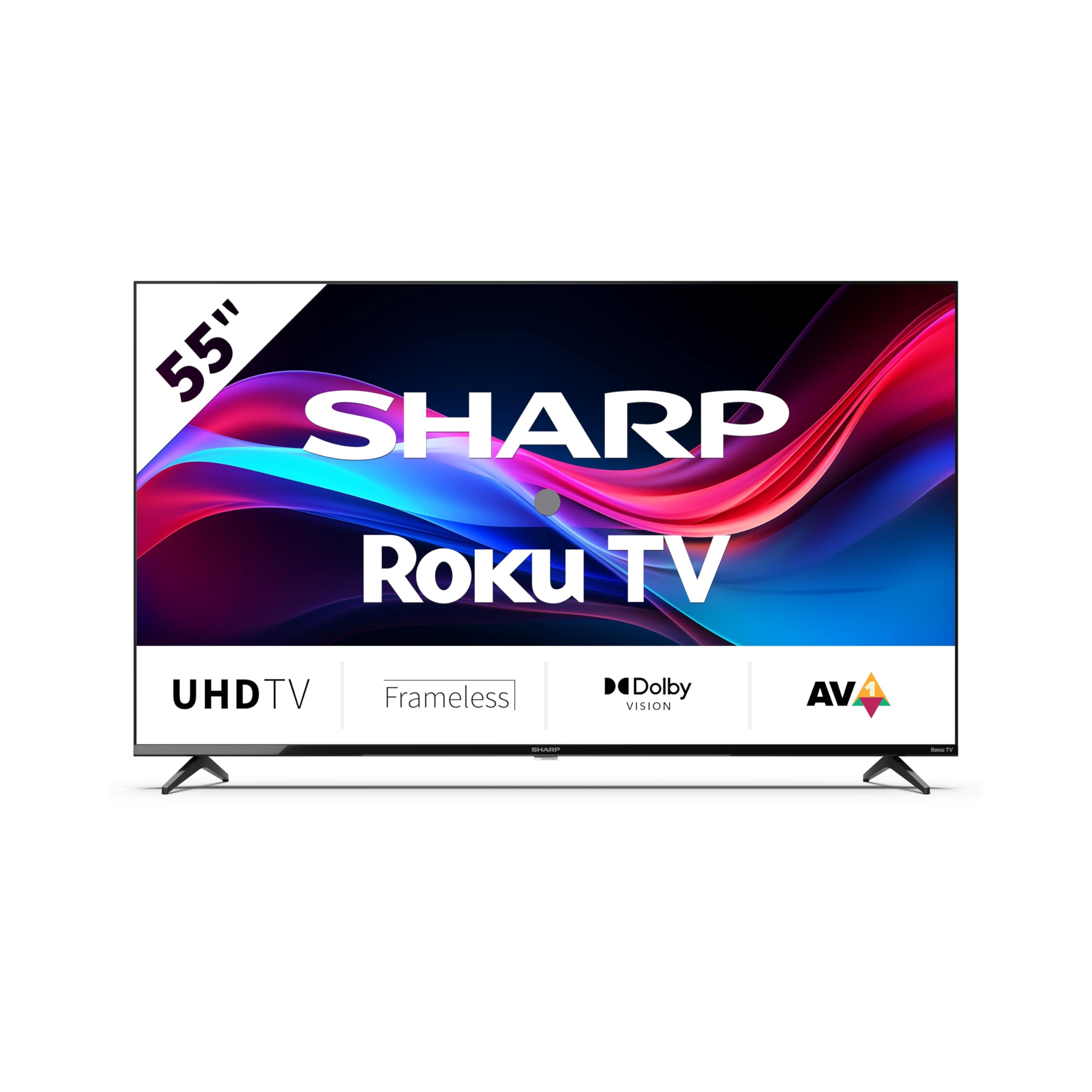 SHARP 55GJ4225E - 55 Zoll Fernseher 4K Ultra HD Roku TV | 139 cm, Gaming & Streaming LED Smart TV, Ohne Rahmen, HDR10, HDMI 2.1, AV1-Codec, Receiver, WLAN