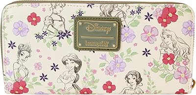 Loungefly Disney Princesses Sketch Floral All Over Print Faux Leather Wallet