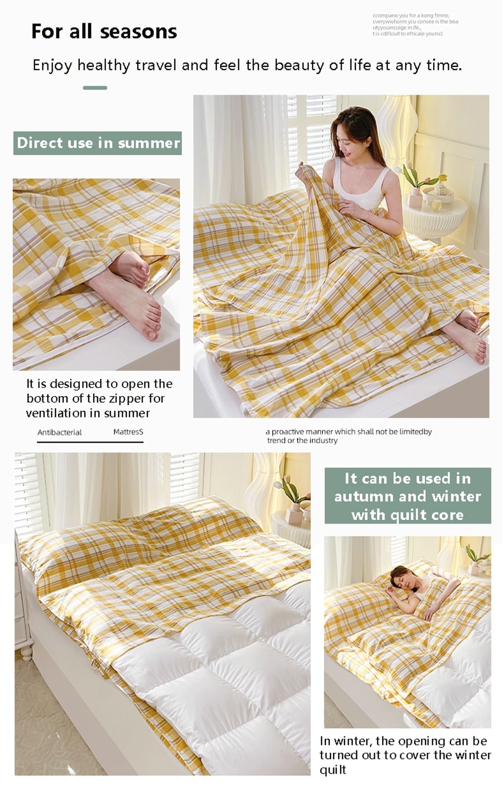 RUZGAR Sacco Lenzuolo Sacco a Pelo Capanna 100% Cotone Lavato Morbido e Confortevole Singolo Matrimoniale Lenzuola a Sacco da Viaggio Campeggio Sacco Letto(Blue E,80x210cm-31x82)