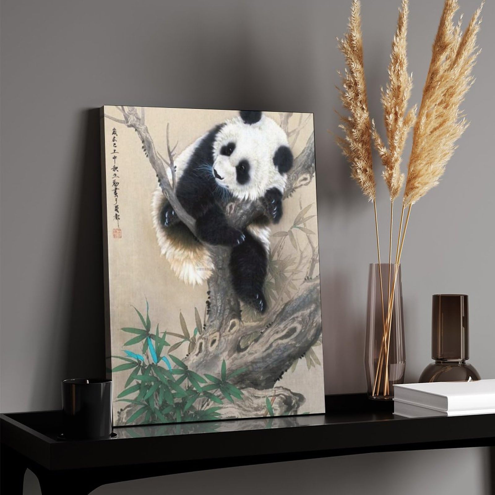 パンダの絵画 木製フレーム付き 【公式通販】