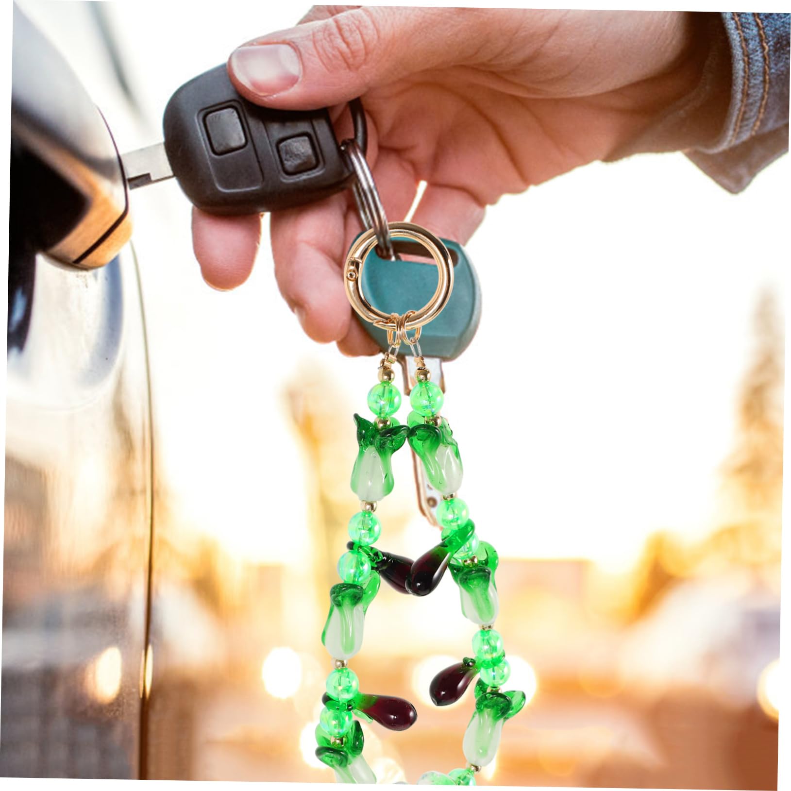 5 Piezas Colgante Con Cuentas De Berenjena Colgante Vegetal Simulado Llavero De Cadena Bolso Monedero Encantos Llavero De Coche Llavero Feng Shui Llavero Chino Feng Shui Metal