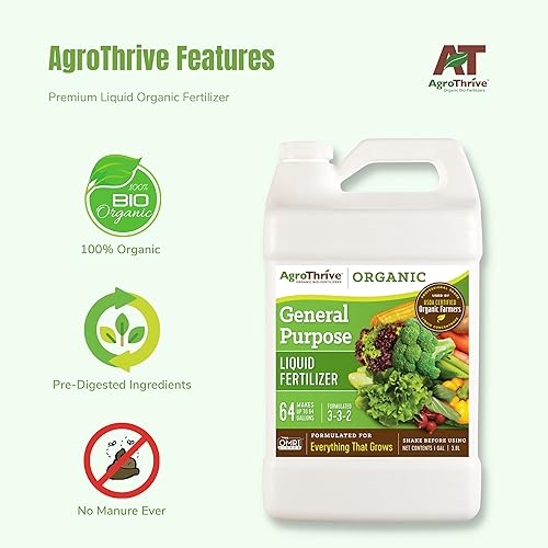Miniatura 3 de AgroThrive Fertilizante líquido orgánico multiusos - 3-3-2 NPK (ATGP1320) (2.5 galones) y fertilizante líquido orgánico de frutas y flores - 3-3-5