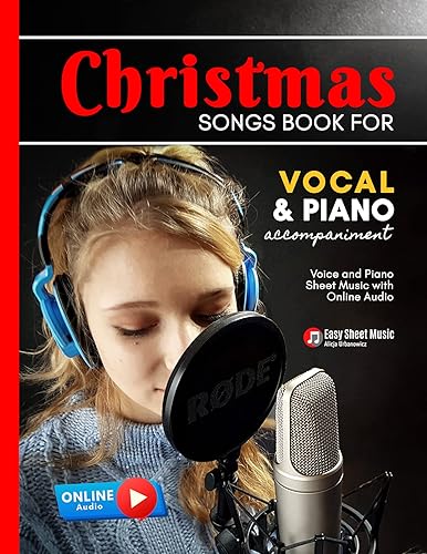 Christmas Songs Book for Vocal & Piano Accompaniment Low Voice and Easy Jazz Piano Sheet Music I Online Accompaniment I Arrangements for