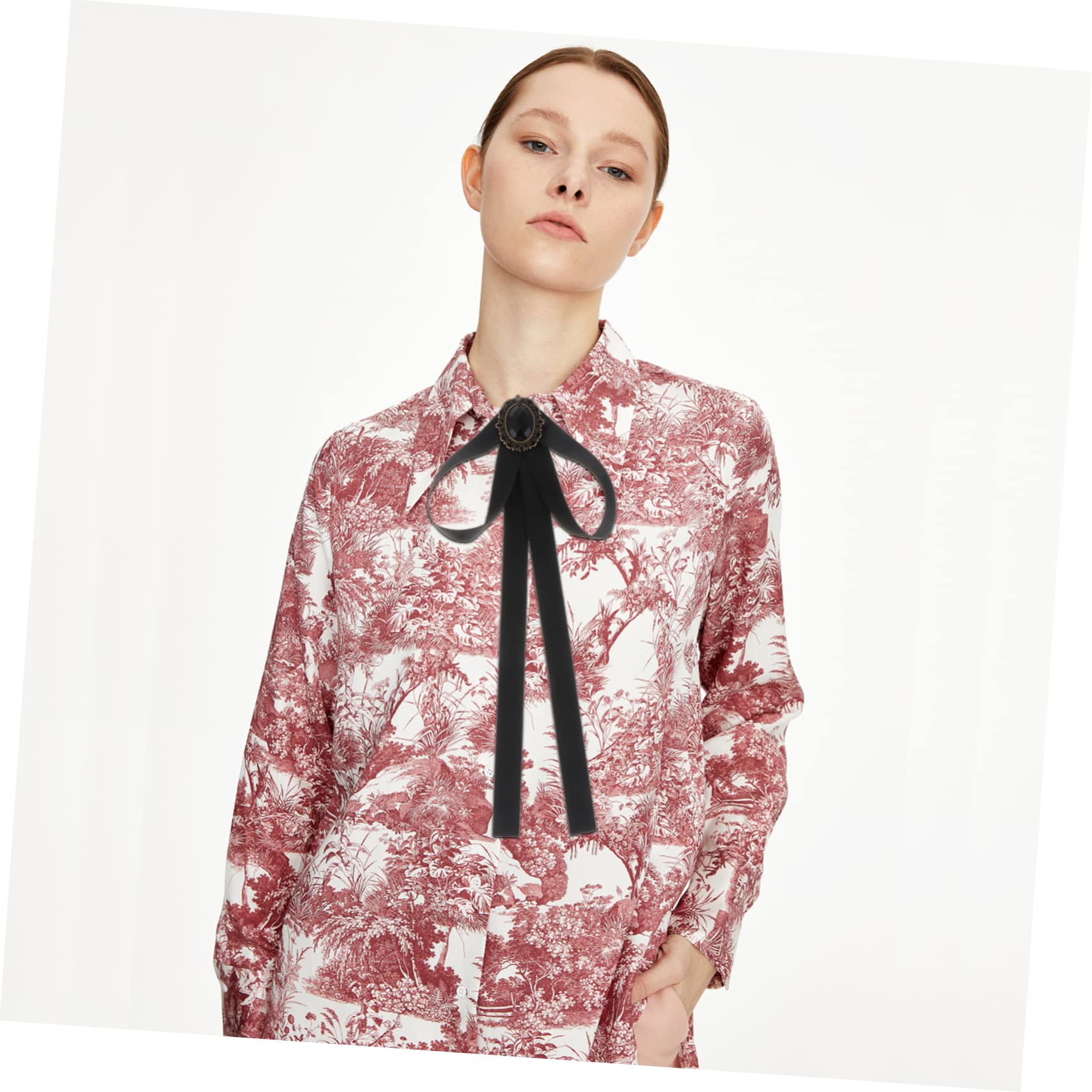 PACKOVE Japanese Girl Bow Tie 3pcs Black Bow Ties Pin Bow Tie for Women's Collarless or Small Collar Shirts Elegant Lady Accessories