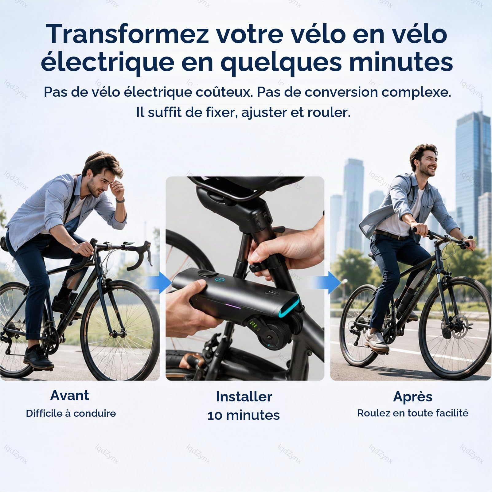 Kit de Conversion pour vélo électrique avec Assistance au pédalage, Moteur 200 W, autonomie de 50 km et contrôle par Application, idéal pour Les trajets Domicile-Travail