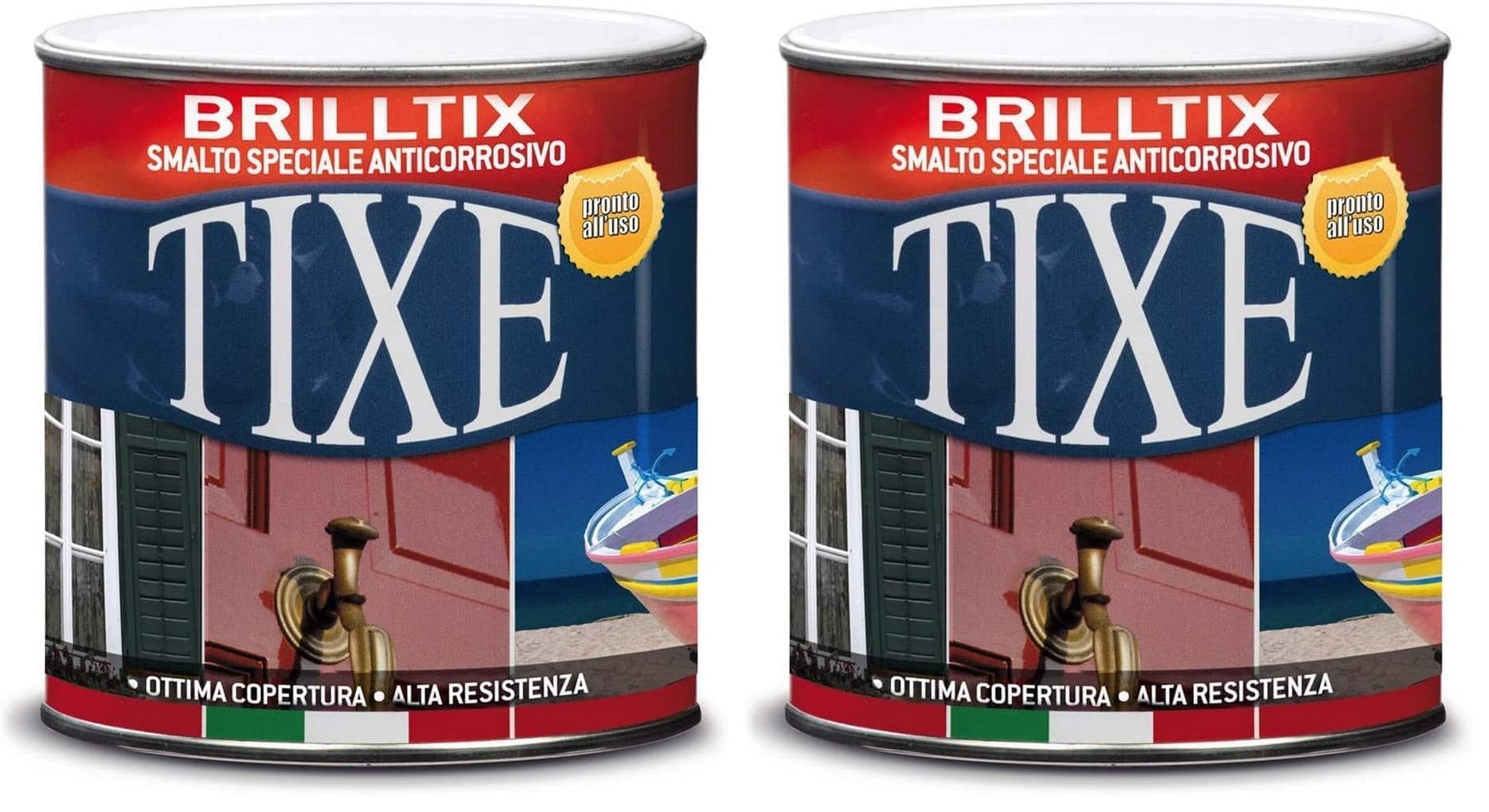 TIXE Smalto a Solvente Brilltix | Vernice a Solvente con Finitura Uniforme e Compatta, Alta Resistenza | 500 ml | Marrone | Made in Italy (104.1510) (Confezione da 2)