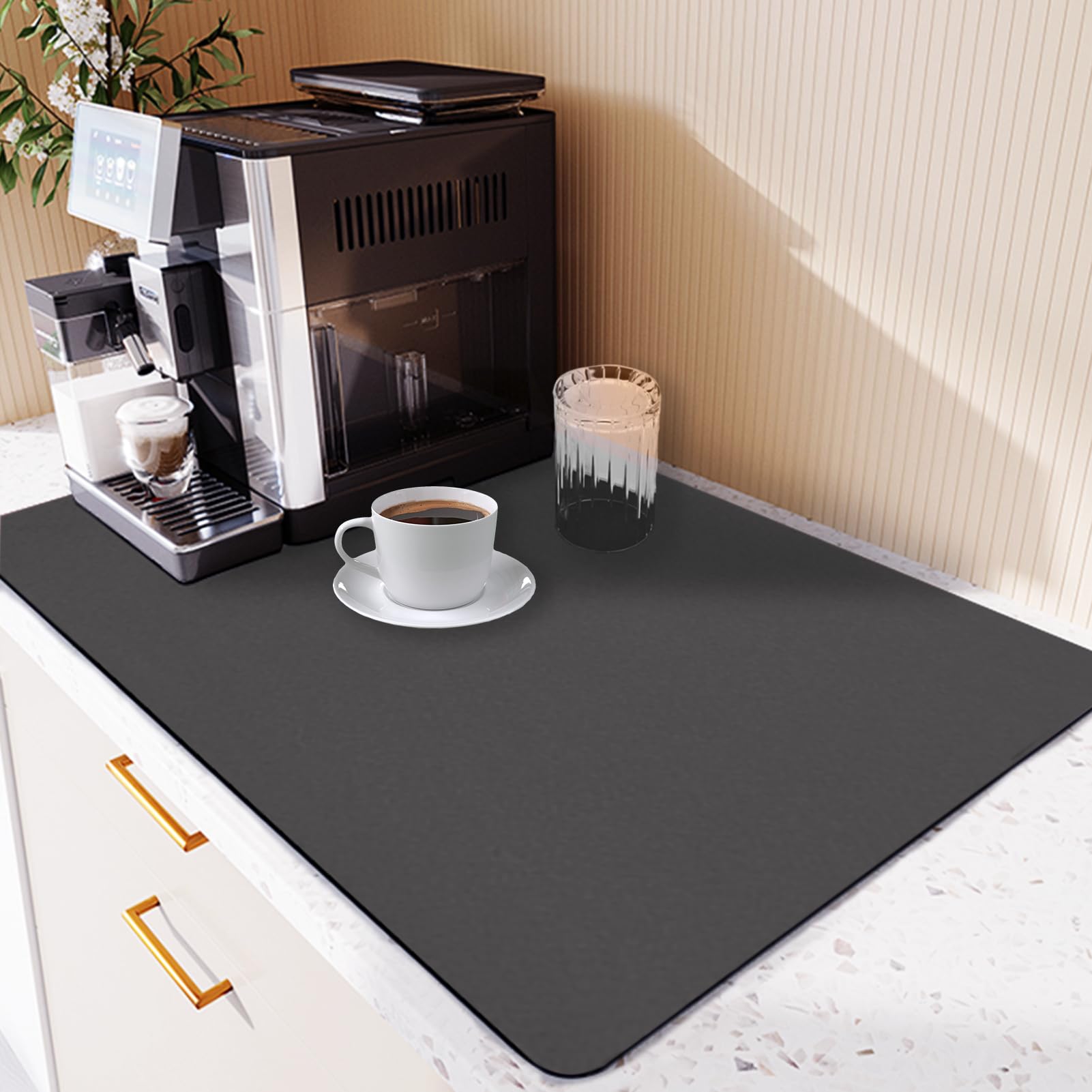 Tapis égouttoir Vaisselle 60x50 Cm - Absorbant Et Antidérapant - En Terre De Diatomées Et Caoutchouc