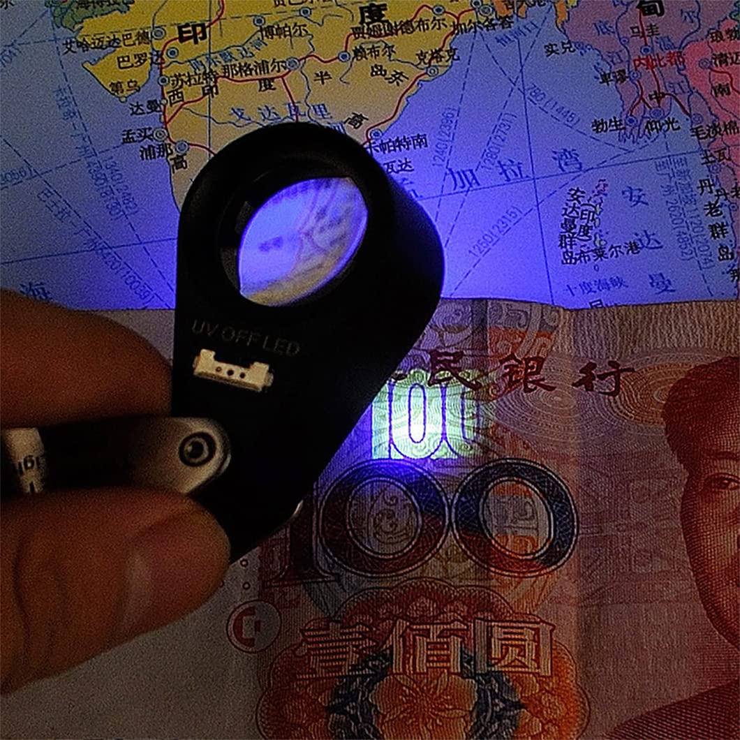 EUQKKWLOY Mini-Taschenlupe aus Metall mit LED-Beleuchtung, beleuchtete Juwelierlupe zum Löten, für Inspektionen, Münzen und Schmuck, 30-fache Vergrößerung