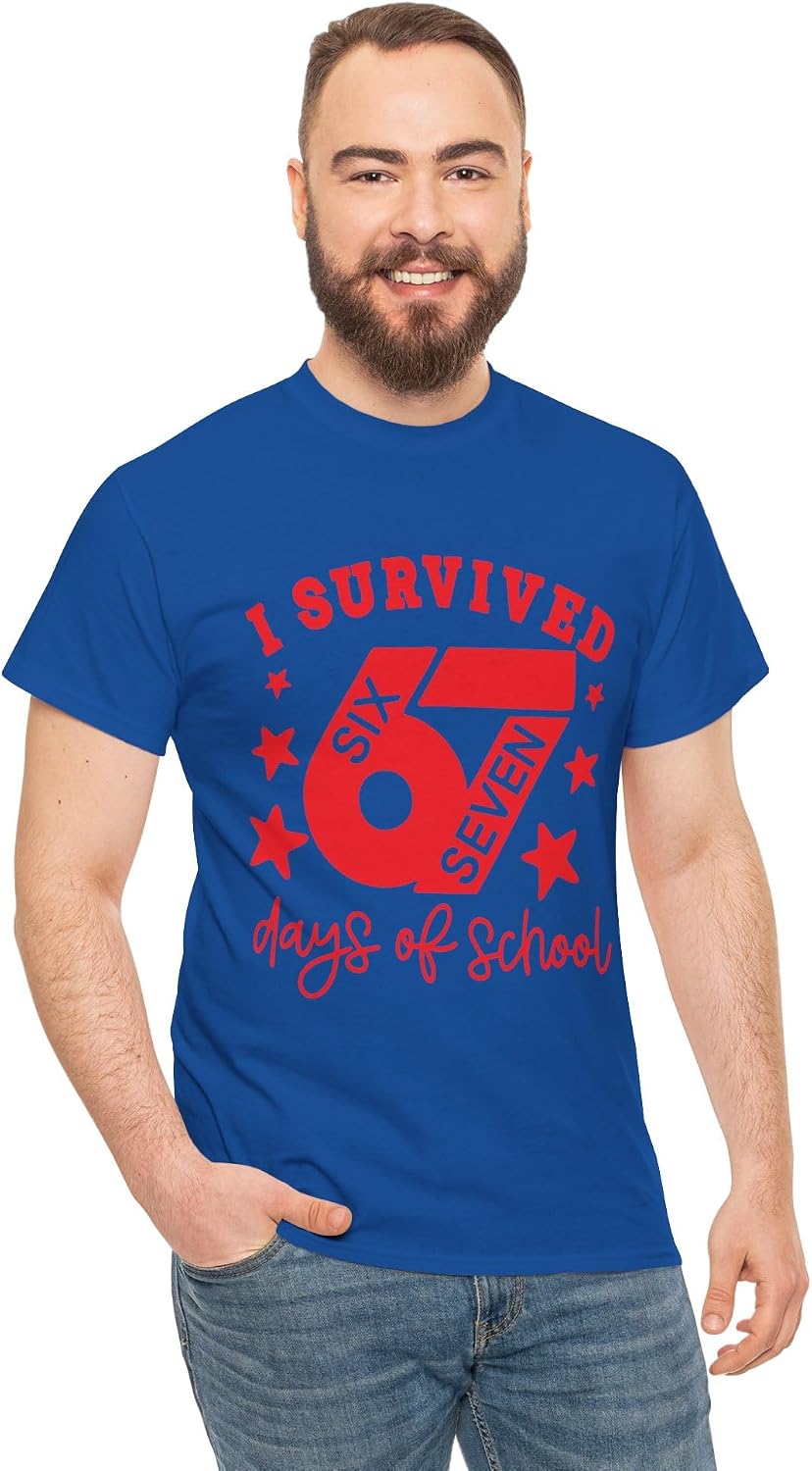 I Survived 67 Days of School Funny 6 7 Meme | Sarcastic Student Humor Graphic for Teens & College Royal