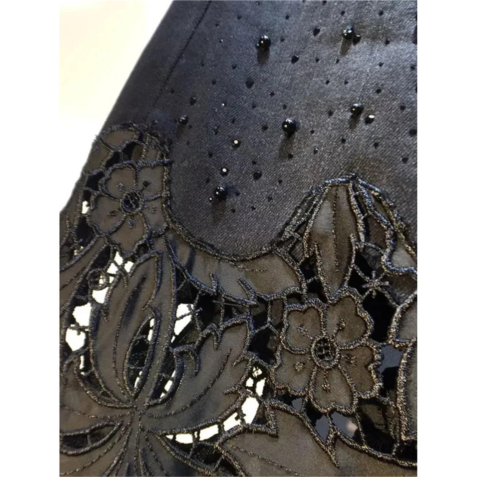 Vaqueros Anchos Mujer Pantalones Anchos de Pierna Recta con Encaje Hueco y Flores Retazos Mezclilla Bordado Diamantes imitación Verano, Pantalones Casuales Cintura Alta