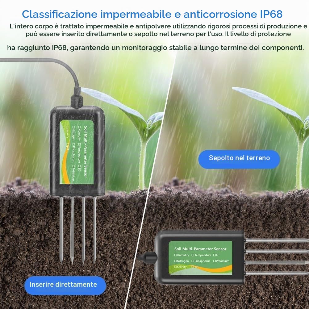 Tester del suolo USB, sensore del suolo, misuratore digitale di test dei suoli con analisi dei nutrienti NPK della temperatura del pH